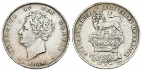 Gran Bretaña. George IV. 1 shilling. 1826. (Km-694). (S-3812). Ag. 5,54 g. MBC+. Est...25,00.