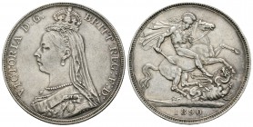 Gran Bretaña. Victoria. 1 corona. 1890. (Km-765). (S-3921). (Dav-107). Ag. 28,24 g. EBC-. Est...50,00.
