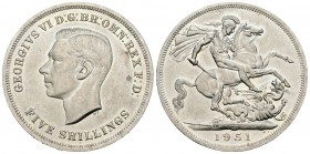 Gran Bretaña. George VI. 1 corona. 1951. (Km-880). Ag. 28,41 g. SC. Est...40,00.