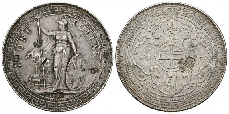 Gran Bretaña. George V. Trade Dollar. 1911. Bombay. (Km-Tn5). (Dav-407). Ag. 26,...