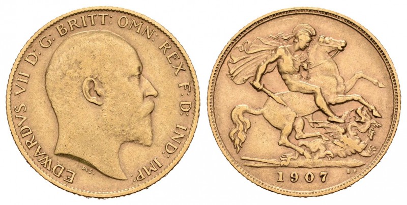 Gran Bretaña. Edward VII. 1/2 sovereign. 1907. (Km-804). Au. 3,99 g. MBC+. Est.....