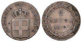 Grecia. Otho I. 2 lepta. 1838. (Km-14). Ae. 2,55 g. MBC-. Est...45,00.