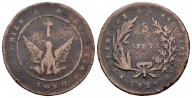 Grecia. 5 lepta. 1828. (Km-2). Ae. 8,15 g. BC-. Est...25,00.
