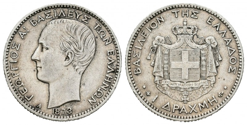 Grecia. George I. 1 dracma. 1873. París. A. (Km-39). Ag. 4,99 g. MBC+. Est...30,...