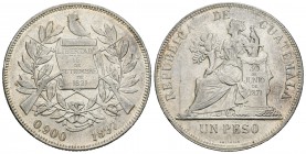 Guatemala. 1 peso. 1897. (Km-210). Ag. 25,01 g. EBC. Est...60,00.