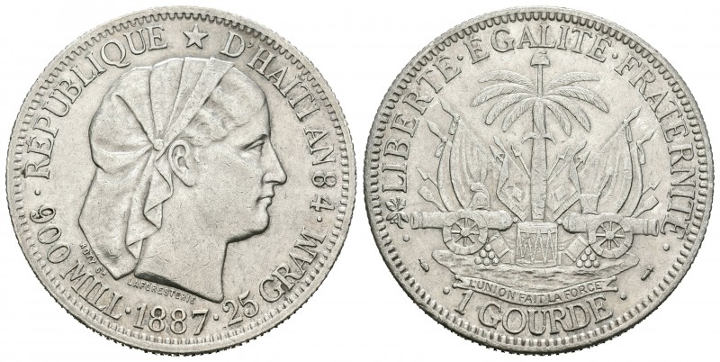 Haití. 1 gourde. 1887. (Km-46). Ag. 24,96 g. MBC+. Est...60,00.