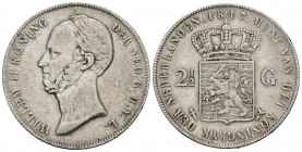 Holanda. Wilhelm II. 2 1/2 gulden. 1847. Utrecht. (Km-69.2). Ag. 24,73 g. MBC-. Est...45,00.