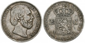 Holanda. Wilhelm III. 2 1/2 gulden. 1866. (Km-82). Ag. 24,80 g. MBC-. Est...20,00.