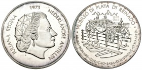 Holanda. Antillas. Juliana. 25 gulden. 1973. (Km-14). Ag. 41,95 g. PROOF. Est...50,00.