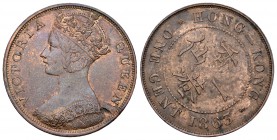 Hong Kong. Victoria. 1 centavo. 1863. (Km-4.1). Ae. 7,53 g. Restos de brillo original. EBC-. Est...50,00.