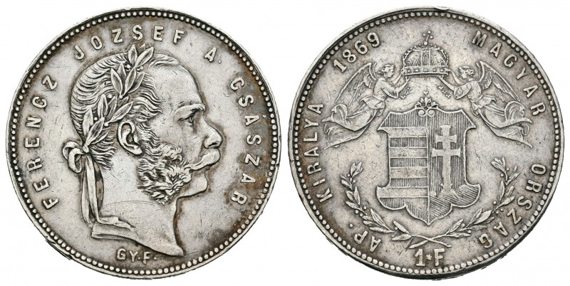 Hungría. Franz Joseph I. 1 franco. 1869. Karlsburg. GYB. (Km-449.2). Ag. 12,33 g...
