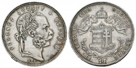 Hungría. Franz Joseph I. 1 franco. 1869. Karlsburg. GYB. (Km-449.2). Ag. 12,33 g. MBC+. Est...25,00.