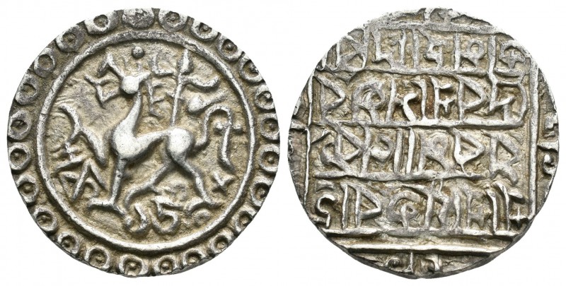 India. Tipura. Rahadhara Manikya. Tanka. SE 1508 (1586). (Rhodes y Bose-177). Ag...