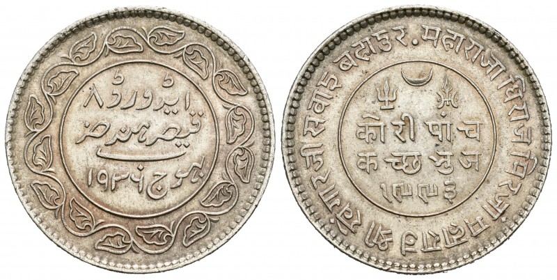 India. 5 kori. 1934. Kutch. (Km-Y 53a). Ag. 13,92 g. EBC+. Est...35,00.