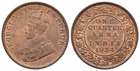 India Británica. George V. 1/4 anna. 1934. (Km-512). Ae. 4,84 g. Brillo original. SC-. Est...18,00.