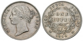 India Británica. Victoria. 1 rupia. 1840. Bombay. (Km-458.3). Ag. 11,67 g. WW en cuello. EBC. Est...50,00.