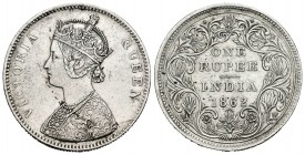 India Británica. Victoria. 1 rupia. 1862. (Km-473.1). Ag. 11,62 g. MBC+. Est...25,00.