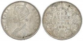 India Británica. Victoria. 1 rupia. 1890. (Km-492). Ag. 11,63 g. EBC. Est...30,00.
