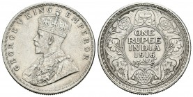 India Británica. George V. 1 rupia. 1916. (Km-524). Ag. 11,59 g. EBC. Est...50,00.