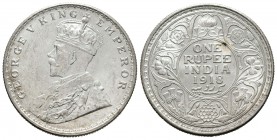 India Británica. George V. 1 rupia. 1918. (Km-524). Ag. 11,57 g. Brillo original. EBC-. Est...25,00.