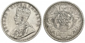 India Británica. George V. 1 rupia. 1918. (Km-524). Ag. 11,60 g. MBC+. Est...25,00.