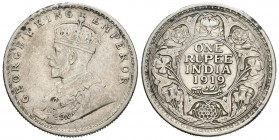 India Británica. George V. 1 rupia. 1919. (Km-524). Ag. 11,60 g. MBC+. Est...25,00.