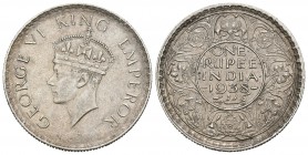 India Británica. George VI. 1 rupia. 1938. (Km-555). Ag. 11,70 g. EBC. Est...40,00.