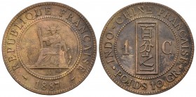 Indochina Francesa. 1 céntimo. 1887. París. A. (Km-3). Ae. 10,01 g. MBC+. Est...15,00.
