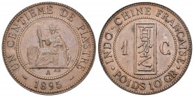 Indochina Francesa. 1 céntimo de piastra. 1895. París. A. (Km-7). Ae. 9,73 g. Escasa. EBC. Est...120,00.