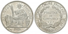 Indochina Francesa. 1 piastra de comercio. 1906. París. A. (Km-5a.1). Ag. 26,98 g. MBC+. Est...45,00.