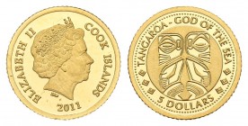Isla de Cook. 5 dollars. 2011. (Km-1504). Au. 0,51 g. PROOF. Est...35,00.