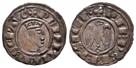 Italia. Federico II. Dinero. 1220-1250. Messina. (Mir-96). (Spahr-126). Ve. 0,56 g. Pequeños agujeros. MBC+. Est...30,00.
