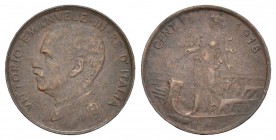 Italia. Vittorio Emanuel II. 1 céntimo. 1918. Roma. R. (Km-35). Ae. 0,93 g. Rara. MBC. Est...20,00.