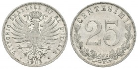Italia. Vittorio Emanuel III. 25 céntimos. 1903. Roma. R. (Km-36). (Pagani-828). (Mont-274). Ag. 3,95 g. EBC-. Est...50,00.