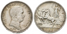 Italia. Vittorio Emanuel III. 2 liras. 1914. Roma. R. (Km-55). (Pagani-737). (Mont-154). Ag. 10,02 g. Cuadriga. EBC. Est...25,00.
