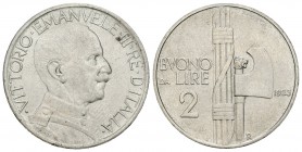 Italia. Vittorio Emanuel II. 2 liras. 1923. Roma. R. (Km-63). (Pagani-741). (Mont-161). Ag. 10,00 g. EBC+. Est...20,00.