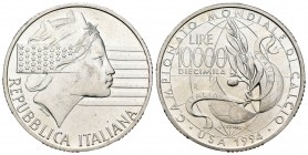 Italia. República. 10.000 liras. 1994. R. (Km-166). Ag. 21,98 g. SC-. Est...25,00.