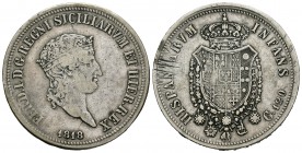 Italia. Ferdinando I. 120 grana. 1818. Nápoles. (Km-281). (Pagani-83). (Mont-581). Ag. 27,29 g. BC+. Est...50,00.