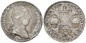 Italia. Joseph II. Kronentaler (Crocione). 1790. Milán. M. (Km-220). (Dav-1388). Ag. 29,38 g. MBC+. Est...160,00.
