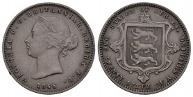 Jersey. Victoria. 1/24 shilling. 1866. (Km-4). Ae. 4,78 g. Golpecito en canto. MBC+. Est...35,00.
