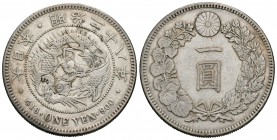 Japón. Mutsuhito. 1 yen. 1895. (Km-Y.A25.3). Ag. 26,88 g. MBC+/MBC. Est...40,00.