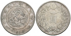 Japón. Yoshihito. 1 yen. 1914. (Km-Y38). Ag. 26,96 g. MBC+. Est...75,00.