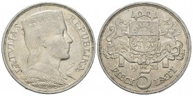 Letonia. 5 lati. 1931. (Km-9). Ag. 24,98 g. MBC+. Est...20,00.