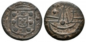 Malacca. Sebastián I. Dinheiro. 1557-78. (Gomes-25.1). Ae. 2,62 g. MBC+. Est...60,00.