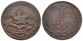 México. 1/4 real. 1830. México. A. (Km-358). Ae. 7,15 g. MBC-. Est...12,00.