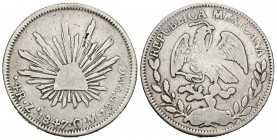 México. 4 reales. 1847. Zacatecas. OM. (Km-375.9). Ag. 13,05 g. MBC-. Est...25,00.