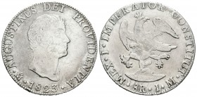 México. Agustín de Iturbide. 8 reales. 1823. México. JM. (Km-310). Ag. 26,88 g. Pequeños golpes en canto. MBC/MBC+. Est...60,00.