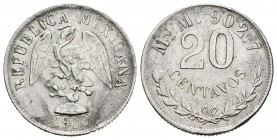 México. 20 centavos. 1900. México. M. (Km-405.2). Ag. 5,37 g. EBC. Est...35,00.