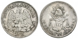 México. 25 centavos. 1875. Guanajuato. S. (Km-406.5). Ag. 6,68 g. MBC+. Est...30,00.