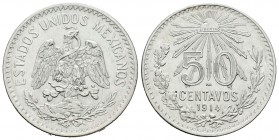 México. 50 centavos. 1914. México. M. (Km-445). Ag. 12,51 g. EBC. Est...15,00.
